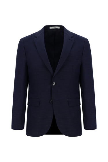  Orta Lacivert Slim Fit Dar Kesim Klasik Desenli Takım Elbise