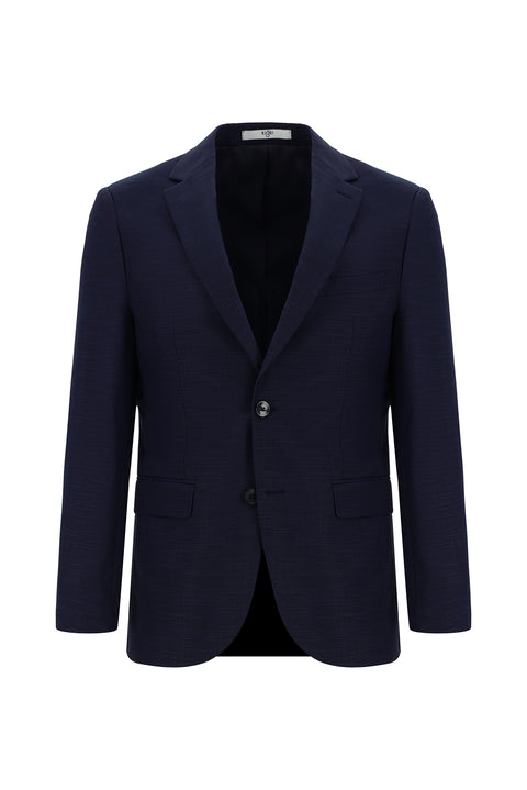 Orta Lacivert 7 Drop Slim Fit Dar Kesim Desenli Takım Elbise