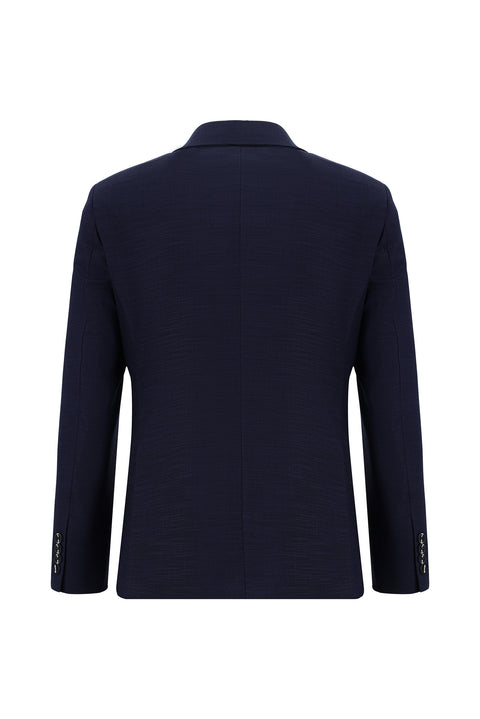 Orta Lacivert 7 Drop Slim Fit Dar Kesim Desenli Takım Elbise