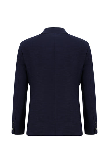 Orta Lacivert 7 Drop Super Slim Fit Eksra Dar Kesim Klasik Desenli Takım Elbise