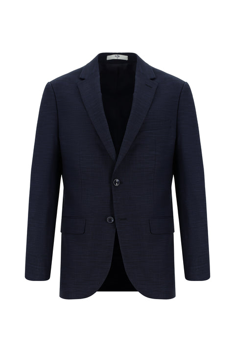 Dark Navy 6 Drop Regular Fit Standard Cut Patterned Suit