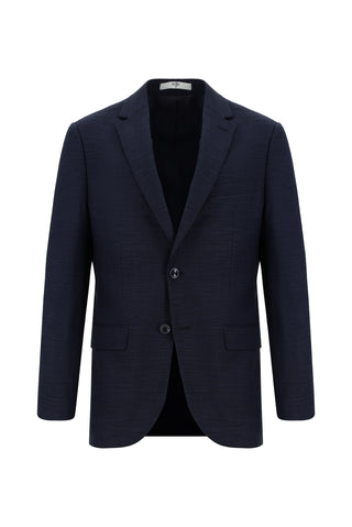  Koyu Lacivert 6 Drop Regular Fit Standart Kesim Desenli Takım Elbise