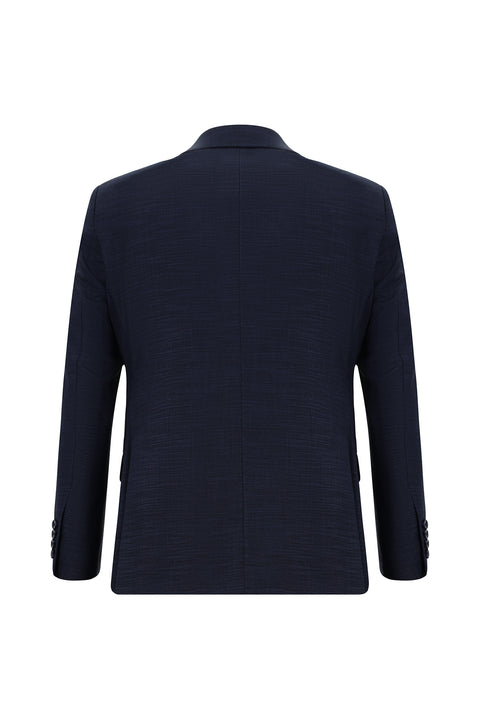 Koyu Lacivert 7 Drop Slim Fit Dar Kesim Desenli Takım Elbise