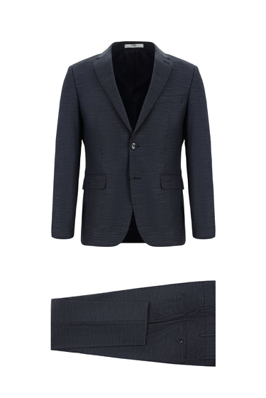  Koyu İndigo Super Slim Fit Ekstra Dar Kesim Klasik Desenli Takım Elbise