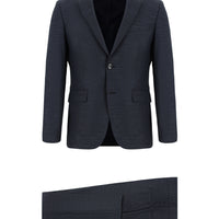 Koyu İndigo 7 Drop Slim Fit Dar Kesim Klasik Desenli Takım Elbise