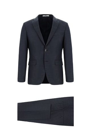  Koyu İndigo 6 Drop Regular Fit Standart Kesim Desenli Takım Elbise