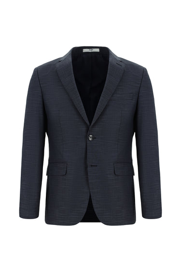 Koyu İndigo 7 Drop Slim Fit Dar Kesim Klasik Desenli Takım Elbise