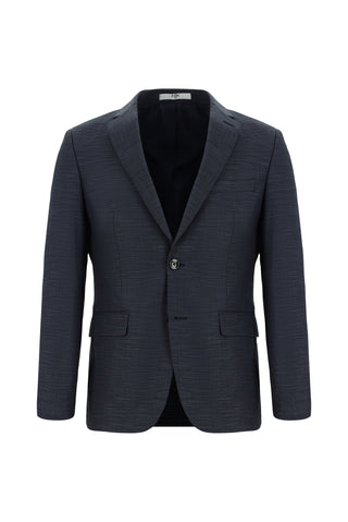  Koyu İndigo Super Slim Fit Ekstra Dar Kesim Klasik Desenli Takım Elbise