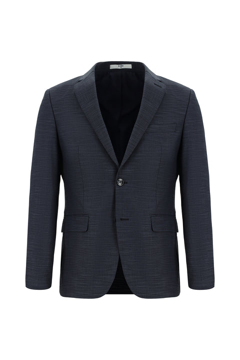 Koyu İndigo 7 Drop Super Slim Fit Eksra Dar Kesim Desenli Takım Elbise