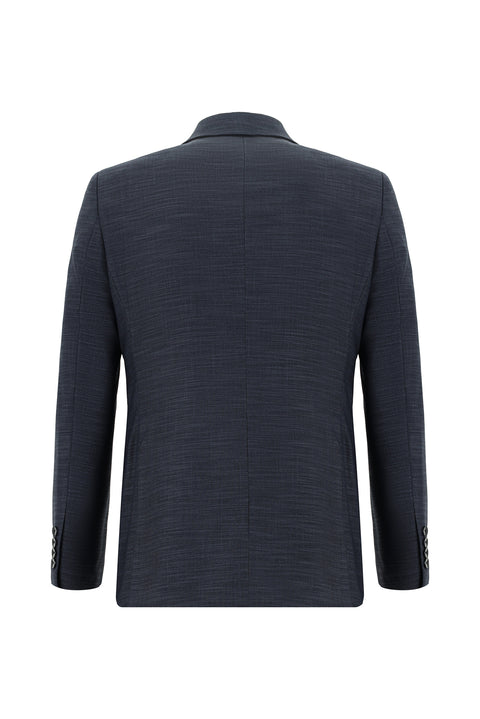 Koyu İndigo 6 Drop Regular Fit Standart Kesim Desenli Takım Elbise