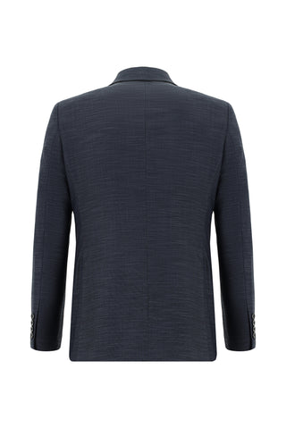  Koyu İndigo Super Slim Fit Ekstra Dar Kesim Klasik Desenli Takım Elbise