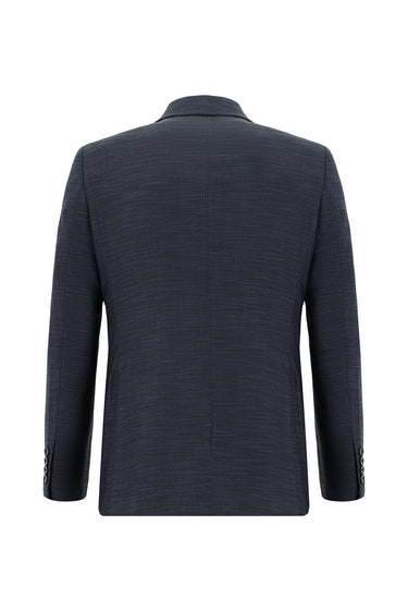 Koyu İndigo 7 Drop Slim Fit Dar Kesim Klasik Desenli Takım Elbise