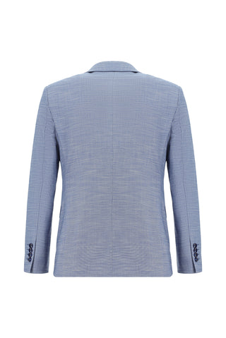  Mavi Super Slim Fit Ekstra Dar Kesim Klasik Desenli Takım Elbise