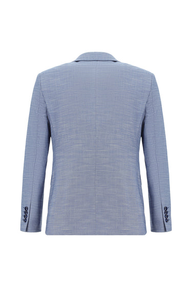  Mavi Super Slim Fit Ekstra Dar Kesim Klasik Desenli Takım Elbise