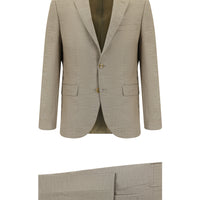 Açık Kahve  Slim Fit Dar Kesim Klasik Desenli Takım Elbise