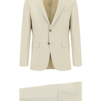 Krem 7 Drop Super Slim Fit Eksra Dar Kesim Klasik Desenli Takım Elbise