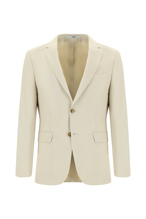 Krem 7 Drop Slim Fit Dar Kesim Desenli Takım Elbise