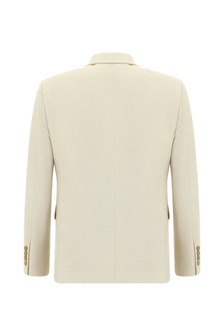  Krem Super Slim Fit Ekstra Dar Kesim Klasik Desenli Takım Elbise