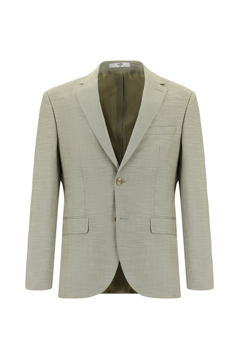 Yağ Yeşili-Olive 7 Drop Slim Fit Dar Kesim Desenli Takım Elbise