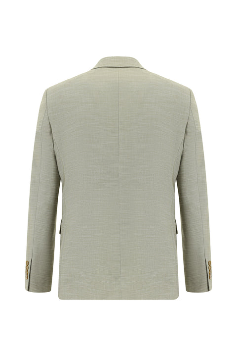 Yağ Yeşili-Olive 7 Drop Slim Fit Dar Kesim Desenli Takım Elbise