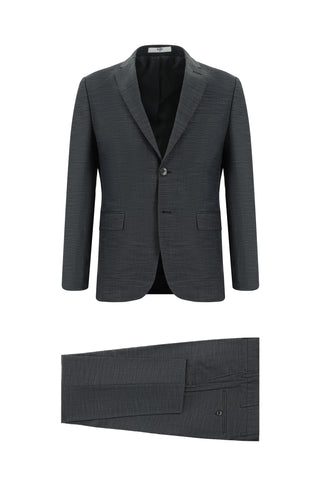  Orta Antrasit 7 Drop Slim Fit Dar Kesim Desenli Tak?m Elbise-Ki??l?