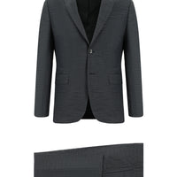 Orta Antrasit Super Slim Fit Ekstra Dar Kesim Klasik Desenli Takım Elbise