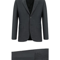 Orta Antrasit 7 Drop Super Slim Fit Eksra Dar Kesim Desenli Takım Elbise