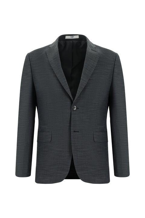 Orta Antrasit 7 Drop Super Slim Fit Eksra Dar Kesim Desenli Takım Elbise