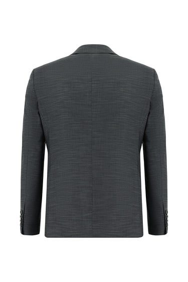 Orta Antrasit Super Slim Fit Ekstra Dar Kesim Klasik Desenli Takım Elbise