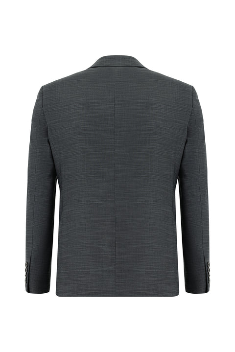 Orta Antrasit 7 Drop Slim Fit Dar Kesim Desenli Takım Elbise