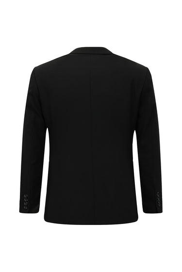  Siyah Slim Fit Dar Kesim Klasik Desenli Takım Elbise