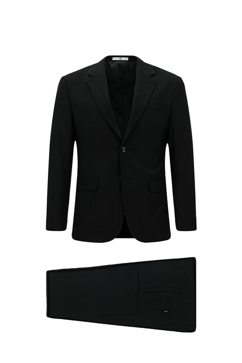 Siyah 7 Drop Slim Fit Dar Kesim Desenli Takım Elbise