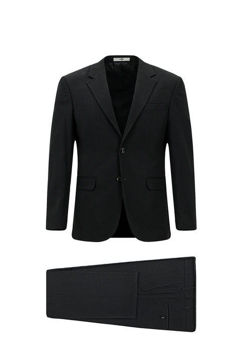 Black 7 Drop Slim Fit Patterned Suit