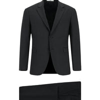 Koyu Antrasit Slim Fit Dar Kesim Desenli Klasik Takım Elbise