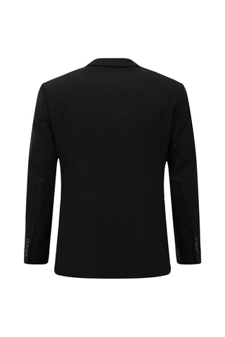  Siyah 7 Drop Slim Fit Dar Kesim Desenli Tak?m Elbise-Ki??l?