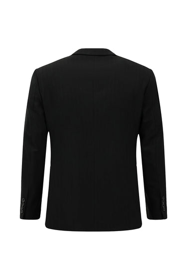  Siyah Slim Fit Dar Kesim Desenli Klasik Takım Elbise