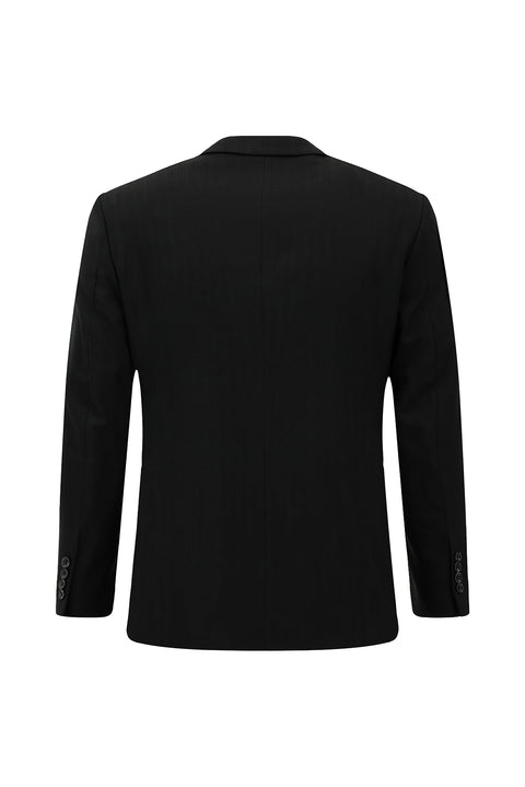 Siyah 7 Drop Slim Fit Dar Kesim Desenli Takım Elbise