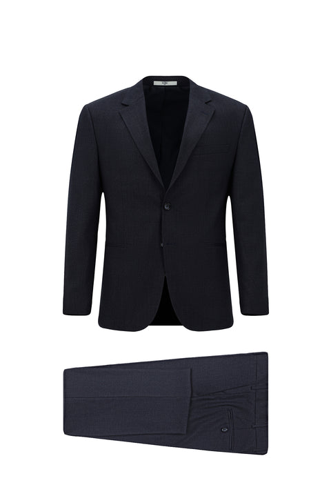 Koyu Lacivert 6 Drop Regular Fit Standart Kesim Desenli Takım Elbise