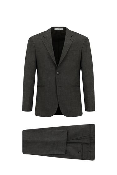  Koyu Kahve Relaxed Fit Rahat Kesim Klasik Desenli Takım Elbise
