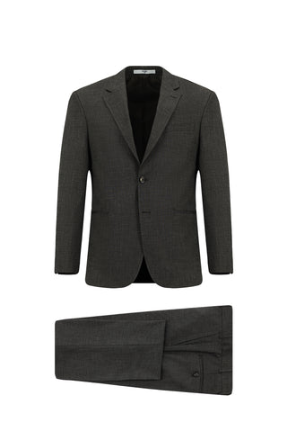  Koyu Kahve 6 Drop Regular Fit Standart Kesim Desenli Takım Elbise