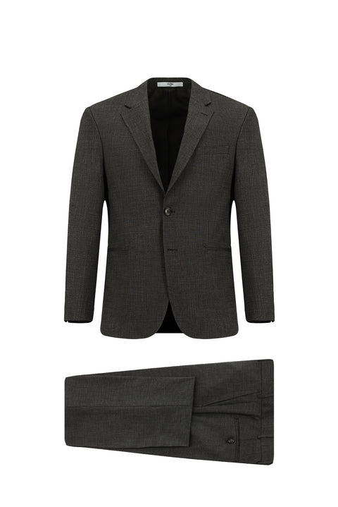 Koyu Kahve 6 Drop Regular Fit Standart Kesim Desenli Takım Elbise