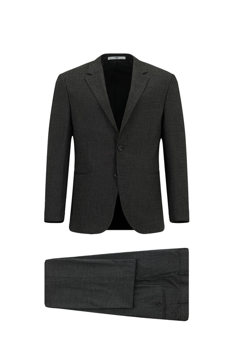 Orta Antrasit 4 Drop Relaxed Fit Rahat Kesim Desenli Takım Elbise