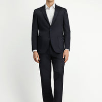 Siyah Lacivert Regular Fit Desenli Beli Lastikli İpli Takım Elbise