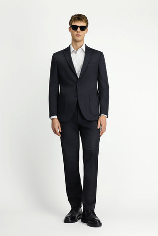  Siyah Lacivert Regular Fit Desenli Beli Lastikli İpli Takım Elbise