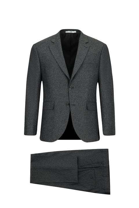 Açık Antrasit 6 Drop Regular Fit Standart Kesim Desenli Çift Pantolonlu Takım Elbise