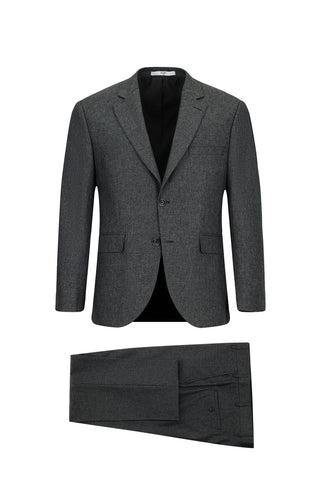 Açık Antrasit 4 Drop Relaxed Fit Rahat Kesim Desenli Çift Pantolonlu Takım Elbise