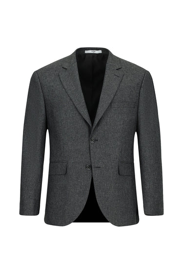 Açık Antrasit Relaxed Fit Rahat Kesim Desenli Çift Pantolonlu Klasik Takım Elbise