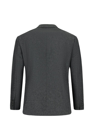 Açık Antrasit Relaxed Fit Rahat Kesim Desenli Çift Pantolonlu Klasik Takım Elbise