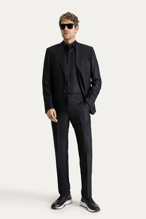 Siyah 8 Drop Muscle Fit Uzun Atletik Kesim Takım Elbise