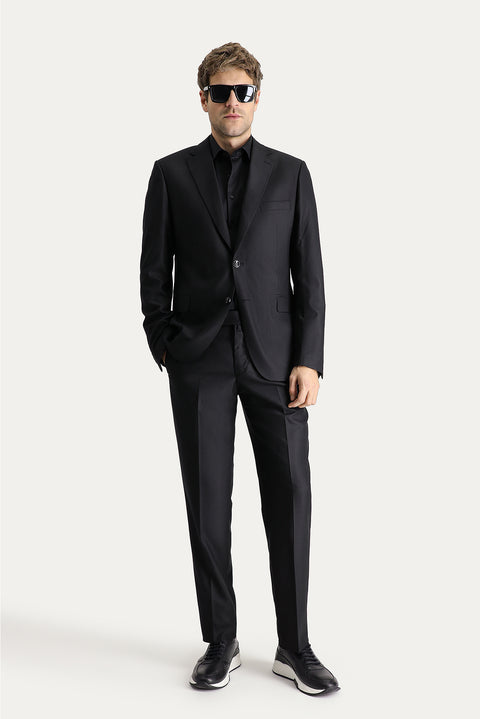 Siyah 8 Drop Muscle Fit Uzun Atletik Kesim Takım Elbise